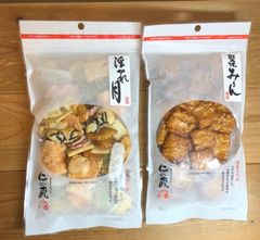 仁の蔵あられチャック袋　70ｇ浮かれ月　70ｇ堅焼みりん　各１袋