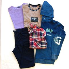 【コーデ売り】　レイジブルー　ギャップ　ジルブレイズ　ジーユー　カンゴールロゴ　Tシャツ　チェックシャツ　ネルシャツ　ロゴ入りパーカー　パンツ　まとめ売り　秋コーデ　メンズ　Lサイズ　ブラウン　パーブル　赤　紺　白　青　デニム調　RAGEBLUE　GAP　良品