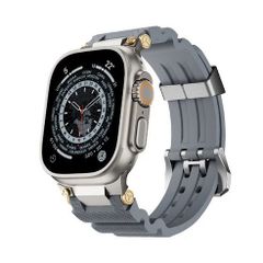 アップルウォッチバンド（Apple Watchバンド）メタルギアシリコンバンド【シルバー×グレー】42mm/44mm/45mm/46mm/49mm対応 [BELTIES]