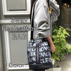 エコレザー3wayリュック英字プリント