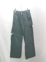 ◇ Θ moment+ モーメントプラス ウエストゴム ヘビーツイル＆デニムダメージ ストレートパンツ サイズL ブラック レディース E  【1502030034608】