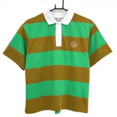 ジャックバニー 半袖ポロシャツ グリーン×ブラウン ボーダー  レディース 2(L) ゴルフウェア 2025年モデル Jack Bunny