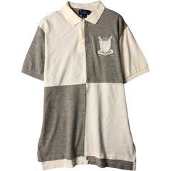 カレッジ ラガーシャツ 半袖 太ボーダー ビッグワッペン ビール 黄 白 