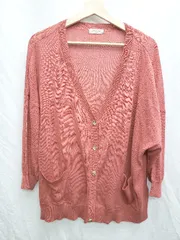 ◇ ⊂ SM2 サマンサ モスモス カジュアル 長袖 ニット カーディガン サイズF ピンク系 レディース P  【1409090001383】