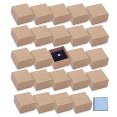 【新着商品】ラッピング 収納 ジュエリー 箱 アクセサリー リング 無地 1枚付き クリーニングクロス 24個セット クラフト紙 5×5×3cm 正方形 茶 ボックス ギフト (ブラウン) 指輪 (アウプル)