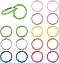 PH PandaHall 16個入り 丸型 キーリング カラビナ ナスカン 可愛い キーホルダー パーツ リングフック ハンドメイド 金具 多機能カラビナ DIYクラフト作り アクセサリーパーツ 40mm( 8色)