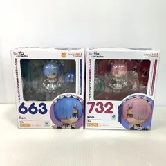 【中古品】GOOD SMILE COMPANY ねんどろいど Re:ゼロから始める異世界生活 リゼロ Rem レム 663 Ram ラム 732 まとめ 2点セット 模型  フィギア GM