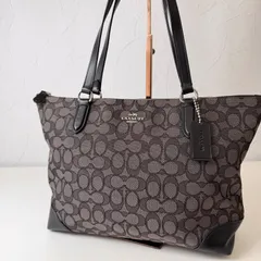 ✨Bランク   COACH　トートバッグ　bag　A4　大容量　ビジネス　お仕事バッグ　通勤　キャンバス　レザー　シルバー金具　肩掛け可　29958　ブラック　「16EL」