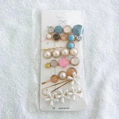 キラキラヘアクリップ/ヘアピン　ヘアアクセサリー　パール　ビーズ　お花