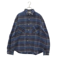 UNUSED (アンユーズド) 18AW Zip Up Check Flannel Shirt ジップアップ チェック長袖ネルシャツ ブルーのサムネイル