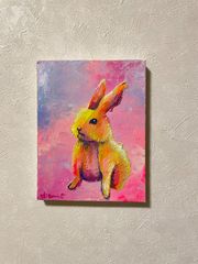 301 ＋　182   ウサギ＆フラミンゴ　キャンバス　原画