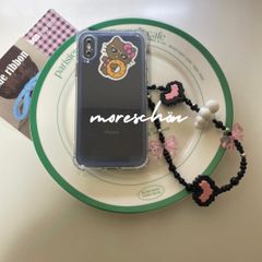 【韓国人気】Heartbreaker ピクセル ハート リボン 雲 ビーズ リストレット ❤︎ Phone Strap スマホストラップ 携帯 スマホ ブラックピンク ブルピン BLACKPINK JENNIE ジェニ StringTing ストリングティング