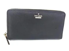 ■美品■ kate spade ケイトスペード レザー ラウンドファスナー 長財布 ウォレット 札入れ 小銭入れ レディース ブラック系 DG4930