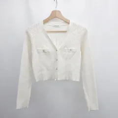 ◇ ⊇ NATURAL BEAUTY BASIC ハイゲージ 長袖 カーディガン サイズF ホワイト系 レディース E  【1506130011910】