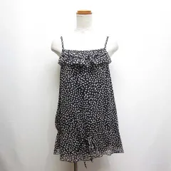 ロペ ROPE ドット柄 ペプラム シフォン キャミソール M ネイビー 裏地付きのサムネイル