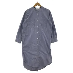chocol raffine robe ショコラフィネローブ ストライプ バンドカラーシャツワンピース sizeF/ブルー系