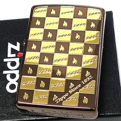 ZIPPO ライター ファイヤーマーク モノグラム ジッポ 炎 ブラウン＆ゴールド おしゃれ チェック 可愛い ロゴ メンズ プレゼント 茶金 レディース プレゼント ギフトのサムネイル