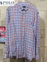 ポロラルフローレン 正規 リネン ギンガムチェック 長袖 ボタンダウンシャツ S メンズ 麻 ワンポイント POLO RALPH LAUREN