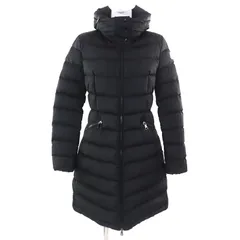 美品△MONCLER モンクレール 18-19AW FLAMMETTE フラメッテ ロゴワッペン フード付 ZIP UP ダウンコート ブラック 0 正規品 レディース