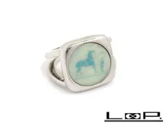 ■中古■　エルメス コロゾ リング 指輪 アクセサリー ブルー シルバー SV #52 箱 【35685】のサムネイル