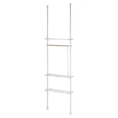 【在庫処分】C0-TTP50WH 棚付き 突っ張りデザインハンガーラック 50~80×27×200~270㎝ ホワイト/オーク ホワイト 【衣類収納・つっぱり棚・壁面収納】 武田コーポレーション