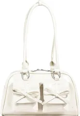 Lapimou 横長バッグ リボンバッグ ボストンバッグ ハンドバッグ 肩掛けバッグ ショルダーバッグ レディース 斜めがけ 蝶結び a4 大きめ 大容量 人気 トレンド おしゃれ かわいい パーティ(ホワイト)