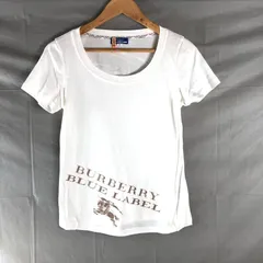 バーバリーブルーレーベル BURBERRY BLUE LABEL Tシャツ 半袖 英字ブリント イラスト ブランド 綿100％ 白 38サイズ 963704
