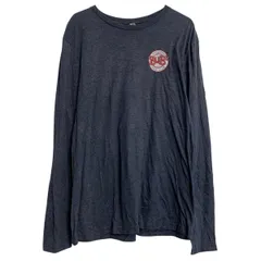 長袖 プリントTシャツ L チャコールグレー プルオーバー バックプリント スポーティー ロンT ロングTシャツ 古着卸 アメリカ仕入 a612-7189