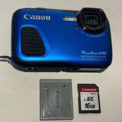 Canon Power Shot D30 コンパクトデジタルカメラ ブルー　SDカード／バッテリー付き①