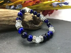 パワーストーン ブレスレット ブルータイガーアイ&クラック水晶   (シルバー) 8mm レディース  ●