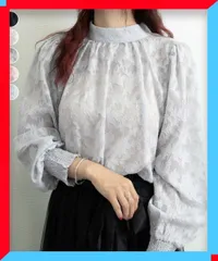 新品 シアーブラウス バルーンスリーブ バルーン袖 可愛い オフィス カジュアル 体型カバー【送料無料】