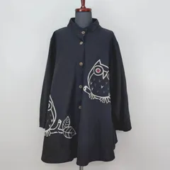 ethnic Labels　アウター　ジャケット　フクロウ　ブラック　コットン100％　エスニックレーベル