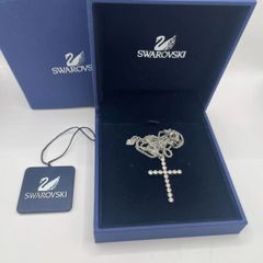 ◎【✨スワロフスキー✨】箱　説明書　付き　SWAROVSKI　ネックレス　石付　高級　ブランド　カラー　銀色　シルバー　SILVER　レディース　女性　アクセサリー　十字架　クロス　チェーン　輝き　クリスタル　透明　クリア　ジュエリー　宝飾