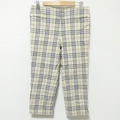 美品 BURBERRY BLUE LABEL バーバリーブルーレーベル ノバチェック柄 ストレッチ クロップドパンツ 38 ベージュ レディース 古着 中古 USED