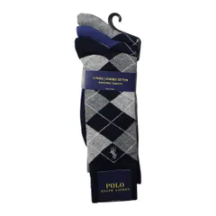 ポロラルフローレン：ARGYLE ソックス 3PK (ネイビー・グレー)
