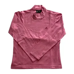 adidas アディダス モックネック長袖シャツ ピンク ロゴ入り ゴルフ 趣味 スポーツ レディース Lサイズ