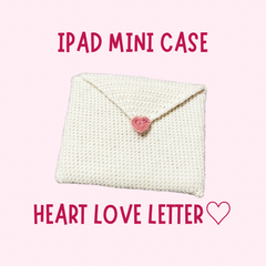 iPadケースカバー iPad miniサイズ [ラブレターデザイン] 編み物 毛糸デコ
