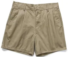 80s イタリア軍 ツータック コットンツイル ショートパンツ カーキ W33★ショーツ ハーフ ビンテージ ユーロ ミリタリー トラウザーズ