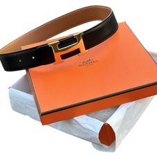 HERMES Hバックル レザーベルト ブラウン ブラック リバーシブル