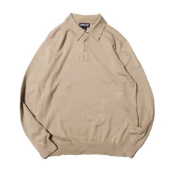 90's 00's オーストラリア製 ランズエンド コットン ポロニットセーター (M) タン系 ポロセーター 00年代 旧タグ オールド LANDS'END アメリカ古着 USED ビンテージ ヴィンテージ