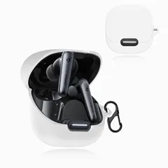 【新着商品】For Anker Soundcore Liberty 4 NC ケース カバー Ubefuu Soundcore Liberty 4 NC 用 ケース カラビナ付き 柔らかい シリコン製 衝撃吸収 紛失防止 防水 防塵 軽量 充電対応(ホワイト)