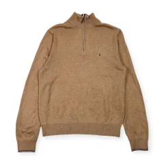 TOMMY HILFIGER トミーヒルフィガー  ハーフジップ  プルオーバー ニット セーター トレーナー S/ベージュ メンズ