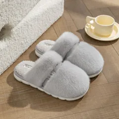 ☆ グレー ☆ 40-41/25cm ☆ ムートン調スリッパ nawslp2001 ムートン調 スリッパ リボン ルームシューズ 室内履き レディース あったか 暖かい 滑り止め すべり止め 保温 もこもこ ふかふか 厚め 耐摩耗性 通気性 吸汗性 室内 冬