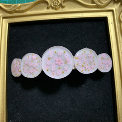 バレッタ　花びら　桃