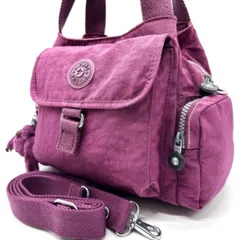 【良品】 Kipling キプリング ハンドバッグ  トートバッグ ショルダーバッグ ナイロン パープル 紫 キーホルダー ユニセックス 男女兼用 メンズ レディース