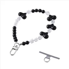 エレコム スマホストラップ ハートビーズ ハンドストラップ 手首 落下防止 かわいい おしゃれ ストラップホルダーシート付き iPhone/Android対応 携帯ストラップ ブラック P-STHBEHBK  【普通郵便にて5営業日以内発送】