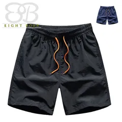 ◆メンズ 膝上シンプルサーフパンツ 速乾 水着 海水パンツ 水陸両用 紺 黒 エイトボアー◆黒b31 紺b33