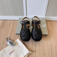 MARNI レザーサンダル グレー 36 ヒール高5cm MARNI レザーサンダル グレー 36 ヒール高5cm
