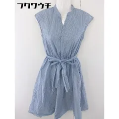 ◇ ◎ ROPE PICNIC ロペピクニック ストライプ 半袖 膝丈 ワンピース サイズ38 ブルー ホワイト系 レディース  【中古】 【1111240006703】