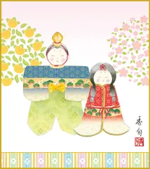 色紙  色紙掛けなし 色紙絵  和風 人形雛  モダン 掛軸 床の間 和室 おしゃれ 壁掛け 絵